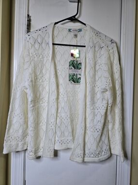 Madison Open-Front Cream Knit Cardigan Sweater